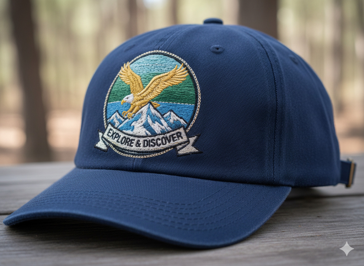 Embroidered cap with custom logo